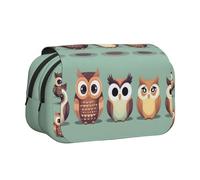 Longzehao Large Capacity Cartoon Owls Cute Print Pen Case Organizer Makeup Office Pouch Multi-functional Storage Bag
