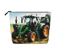 Longzehao Large Capacity Company Farm Tractor Print Fake Hemp,Makeup Bag,Travel Bag Pouch,Toiletry Bag with Zipper.