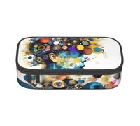 Longzehao Large Capacity Compartment Artificial Intelligence Brain Print Pencil Case Office Supplies Storage Bag, Black, One Size, Art Deco, Black, One size, art deco
