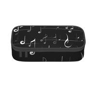 Longzehao Large capacity compartment Black Music Notes Print pencil case Storage bag for office supplies, Black, One Size, Art Deco