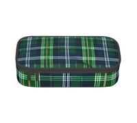 Longzehao Large capacity compartment Blue Scottish Tartan Print pencil case Storage bag for office supplies, Black, One Size, Art Deco