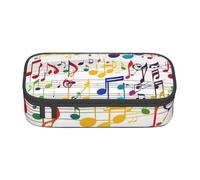 Longzehao Large capacity compartment Colorful Music Notes Print pencil case Storage bag for office supplies, Black, One Size, Art Deco