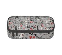 Longzehao Large capacity compartment French Fashion Model Ferrets Print pencil case Storage bag for office supplies, Black, One Size, Art Deco