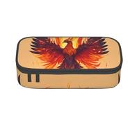 Longzehao Large Capacity Compartment Phoenix Print Pencil Case Office Supplies Storage Bag, Black, One Size, Art Deco, Black, One size, art deco