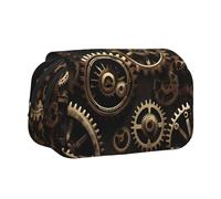 Longzehao Large Capacity Cool Steampunk Gears Print Pen Case Organizer Makeup Office Pouch Multi-functional Storage Bag