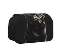 Longzehao Large Capacity Cute Black Pug Dog Print Pen Case Organizer Makeup Office Pouch Multi-functional Storage Bag