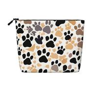 Longzehao Large Capacity Cute Dog Paw Prints Print Fake Hemp,Makeup Bag,Travel Bag Pouch,Toiletry Bag with Zipper