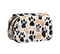Longzehao Large Capacity Cute Dog Paw Prints Print Pen Case Organizer Makeup Office Pouch Multi-functional Storage Bag