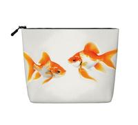 Longzehao Large Capacity Cute goldfish Print Fake Hemp,Makeup Bag,Travel Bag Pouch,Toiletry Bag with Zipper