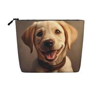 Longzehao Large Capacity Cute Labrador Dog Print Artificial Hemp Makeup Bag, Travel Bag, Zipper Toiletry Bag, Black, One Size Black, One Size, Black, One Size