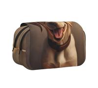Longzehao Large Capacity cute Labrador Dog Print Pen Case Organizer Makeup Office Pouch Multi-functional Storage Bag