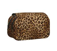 Longzehao Large Capacity Cute Leopard Print Pen Case Organizer Makeup Office Pouch Multi-functional Storage Bag