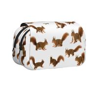 Longzehao Large Capacity Cute Squirrel Print Pen Case Organizer Makeup Office Pouch Multi-functional Storage Bag