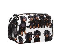 Longzehao Large Capacity Dachshund Weiner Pet Dog Print Pen Case Organizer Makeup Office Pouch Multi-functional Storage Bag
