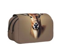 Longzehao Large Capacity Deer head printing Print Pen Case Organizer Makeup Office Pouch Multi-functional Storage Bag