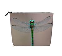 Longzehao Large Capacity Dragonfly Print Fake Hemp,Makeup Bag,Travel Bag Pouch,Toiletry Bag with Zipper., Black, One Size, Black, One Size
