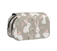 Longzehao Large Capacity Easter Bunny Floral Print Pen Case Organizer Makeup Office Pouch Multi-functional Storage Bag