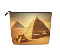 Longzehao Large Capacity Egyptian Pyramid in Desert Print Fake Hemp,Makeup Bag,Travel Bag Pouch,Toiletry Bag with Zipper