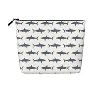 Longzehao Large Capacity fish and shark Print Fake Hemp,Makeup Bag,Travel Bag Pouch,Toiletry Bag with Zipper