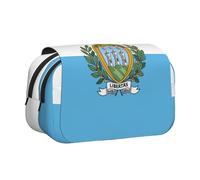 Longzehao Large Capacity Flag of San Marino Print Pen Case Organizer Makeup Office Pouch Multi-functional Storage Bag