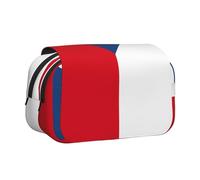 Longzehao Large Capacity Flag of the Czech Republic Print Pen Case Organizer Makeup Office Pouch Multi-functional Storage Bag