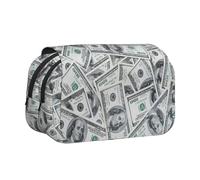Longzehao Large Capacity Funny Dollar Money Print Pen Case Organizer Makeup Office Pouch Multi-functional Storage Bag