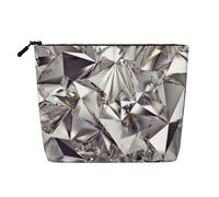 Longzehao Large Capacity Glitter Abstract Diamond Crystal Pattern Print Fake Hemp,Makeup Bag,Travel Bag Pouch,Toiletry Bag with Zipper