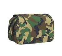 Longzehao Large Capacity Green Military Camo Print Pen Case Organizer Makeup Office Pouch Multi-functional Storage Bag