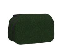 Longzehao Large Capacity Hunter Green Floral Petals Pattern Print Pen Case Organizer Makeup Office Pouch Multi-functional Storage Bag