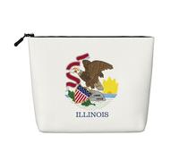 Longzehao Large Capacity Illinois State Flag Print Fake Hemp, Makeup Bag, Travel Bag Bag, Toiletry Bag with Zipper., Black, One Size, Black, One Size, Black, One size