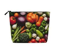 Longzehao large capacity introduction of various vegetables printing fake bucket, makeup bag, travel bag, zipper toiletry bag., Black, One Size, Black, One Size, blackone, One Size