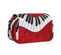 Longzehao Large Capacity Music Note Piano Print Pen Case Organizer Makeup Office Pouch Multi-functional Storage Bag