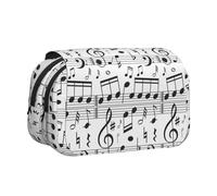 Longzehao Large Capacity Music Note Print Pen Case Organizer Makeup Office Pouch Multi-functional Storage Bag