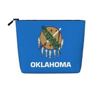 Longzehao Large Capacity Oklahoma State Flag Print Fake Hemp,Makeup Bag,Travel Bag Pouch,Toiletry Bag with Zipper