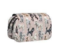 Longzehao Large Capacity Oodles of Poodles Print Pen Case Organizer Makeup Office Pouch Multi-functional Storage Bag