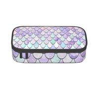 Longzehao Large Capacity Pencil Case Mermaid Design Pastel Pink Purple Aqua Tea Print Storage Bag Office Supplies Storage Bag Black One Size Art Deco, black, standard size, Art Deco