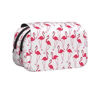 Longzehao Large Capacity Pink flamingo pattern Print Pen Case Organizer Makeup Office Pouch Multi-functional Storage Bag