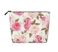 Longzehao Large Capacity rose flower Print Fake Hemp,Makeup Bag,Travel Bag Pouch,Toiletry Bag with Zipper., Black, One Size, Black, One Size