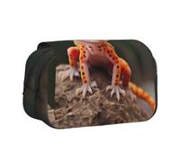 Longzehao Large Capacity Sand Leopard Gecko Print Pen Case Organizer Makeup Office Pouch Multi-functional Storage Bag