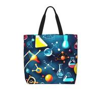 Longzehao Large Capacity Shoulder Bag with Zipper,Reusable Grocery Abstract Science Chemistry Print Tote Bag for Shopping