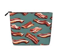 Longzehao Large Capacity Streaky Bacon Pattern Print Fake Hemp,Makeup Bag,Travel Bag Pouch,Toiletry Bag with Zipper