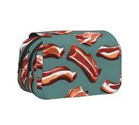 Longzehao Large Capacity Streaky Bacon Pattern Print Pen Case Organizer Makeup Office Pouch Multi-functional Storage Bag