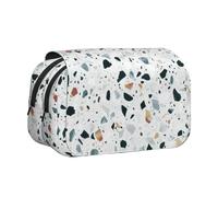 Longzehao Large Capacity Terrazzo Marble Pastel Print Pen Case Organizer Makeup Office Pouch Multi-functional Storage Bag