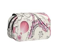 Longzehao Large Capacity The Paris Tower and a Bicycle Print Pen Case Organizer Makeup Office Pouch Multi-functional Storage Bag