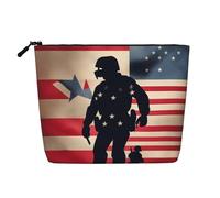 Longzehao Large Capacity US Military Soldiers Patriotic Memorial Day Print Fake Hemp, Makeup Bag, Travel Bag Bag, Toiletry Bag with Zipper., Black, One Size, Black, One Size, Black, One size