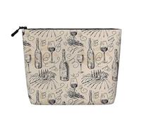 Longzehao Large Capacity Wine and Winemaking Winery Grape Field Print Fake Hemp,Makeup Bag,Travel Bag Pouch,Toiletry Bag with Zipper., Black, One Size, Black, One Size