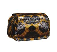 Longzehao Large Capacity Yellow Snake Print Pen Case Organizer Makeup Office Pouch Multi-functional Storage Bag