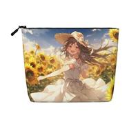 Longzehao Large Capacity You Are My Sunshine Sunflower3 Print Fake Hemp,Makeup Bag,Travel Bag Pouch,Toiletry Bag with Zipper., Black, One Size, Black, One Size