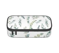 Longzehao Large Compartment White Natural Green Twig Print Pencil Case Office Storage Bag, Black, One Size, Art Deco, Black, One Size, Art Deco