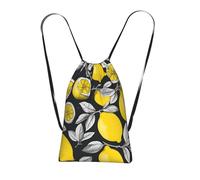 Longzehao Lemon Fruit Pattern Print Drawstring Backpack,String Backpack Storage bag for Gym Traveling Sport Beach Swim